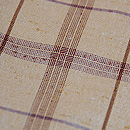 伊兵衛織 ベージュ格子柄単衣　質感・風合