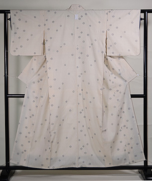 白地ドット柄本場結城紬