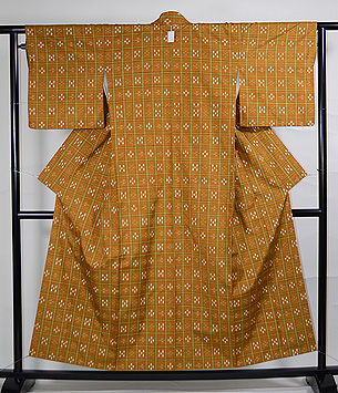 大城広四郎作 三筋格子に絣文様琉球絣