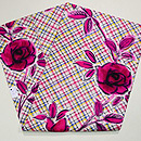 格子と薔薇銘仙名古屋帯　帯裏