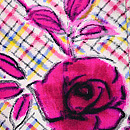 格子と薔薇銘仙名古屋帯　質感・風合