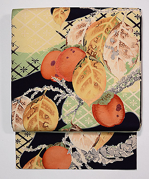 柿と葉名古屋帯