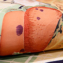 柿と葉名古屋帯　質感・風合