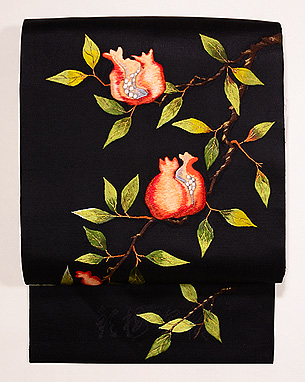 枝ざくろ刺繍名古屋帯