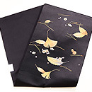 吹き寄せ黒繻子の名古屋帯 帯裏