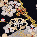 流水に梅紅葉の刺繍名古屋帯　質感・風合