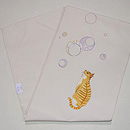 シャボン玉と雉猫ちゃんの刺繍名古屋帯　帯裏