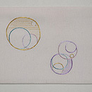 シャボン玉と雉猫ちゃんの刺繍名古屋帯　前柄