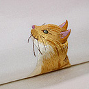 シャボン玉と雉猫ちゃんの刺繍名古屋帯　質感・風合