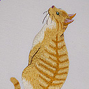 シャボン玉と雉猫ちゃんの刺繍名古屋帯　質感・風合