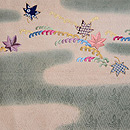 小波紋と楓の刺繍開き名古屋帯 前柄