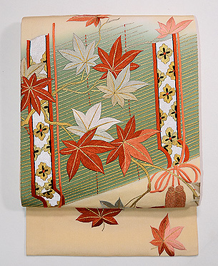 秋の御簾文様開き名古屋帯