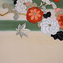 秋の御簾文様開き名古屋帯 前柄