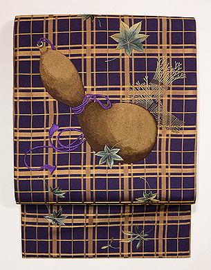 竜田川文様開き名古屋帯