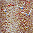 アラビア船の刺繍名古屋帯　前柄