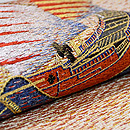 アラビア船の刺繍名古屋帯　質感・風合