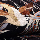 竹藪に雀縮緬名古屋帯　質感・風合