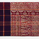 インドネシア 茶地格子に紋織名古屋帯　前柄