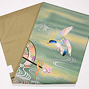 水車に雁の図名古屋帯　帯裏