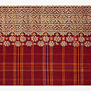 インドネシア 格子に紋織の名古屋帯　前柄