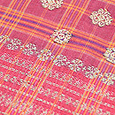インドネシア 格子に紋織の名古屋帯　質感・風合