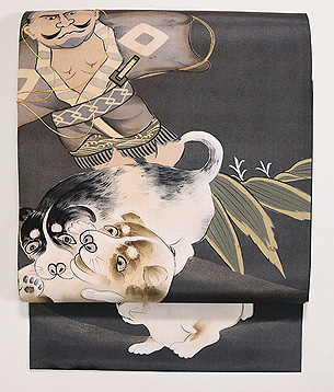 奴凧に仔犬染め名古屋帯