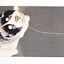 奴凧に仔犬染め名古屋帯　前柄