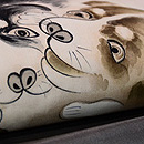 奴凧に仔犬染め名古屋帯　質感・風合