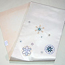 雪の結晶ビーズワークの名古屋帯　白　帯裏