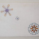 雪の結晶ビーズワークの名古屋帯　白　前柄