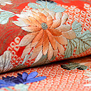 流水に菊文刺繍袋帯　質感・風合