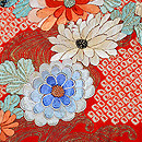 流水に菊文刺繍袋帯　質感・風合