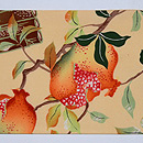 垣根とザクロの染名古屋帯　前柄