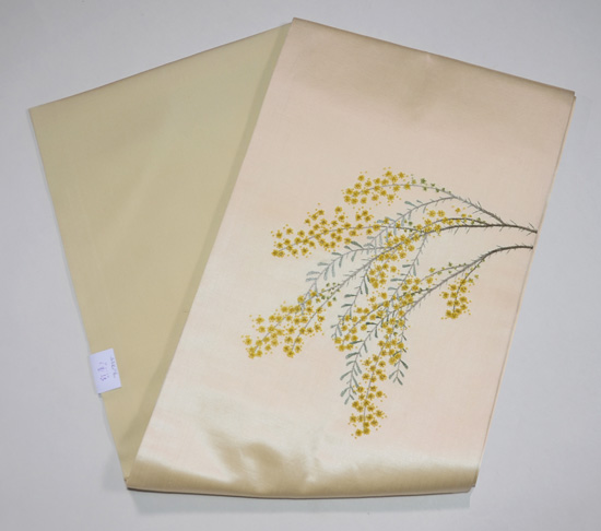 白金色ミモザの刺繍名古屋帯 - アンティーク着物の灯屋2