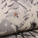 雪持ち笹に雀縮緬地名古屋帯　質感・風合