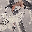 雪持ち笹に雀縮緬地名古屋帯　質感・風合