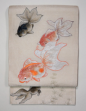 金魚刺繍袋帯