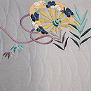 片輪車に葦刺繍名古屋帯 前柄