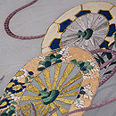片輪車に葦刺繍名古屋帯 質感・風合