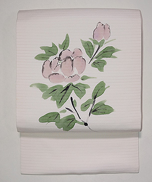 芍薬の手描き友禅名古屋帯