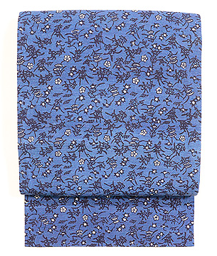 浦野理一作 小花散らし藍型染め名古屋帯