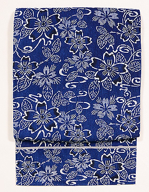 浦野理一作 流水に桜型染め名古屋帯