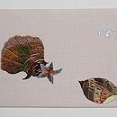 波と貝の刺繍名古屋帯 前柄