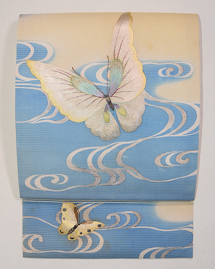 蝶の刺繍夏名古屋帯 - アンティーク着物の灯屋2