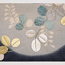 満月に萩の刺繍夏帯 前柄