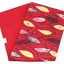 浦野理一作 鬼しぼ縮緬流水に葉っぱ散らしの名古屋帯 帯裏