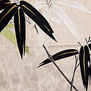 金地に笹竹の刺繍丸帯 前柄