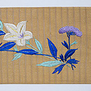 辛子色秋の野花の名古屋帯 前柄