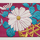 ツツジ色花籠の夏帯 前柄