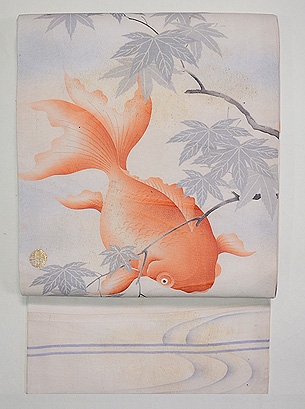 金魚の染名古屋帯